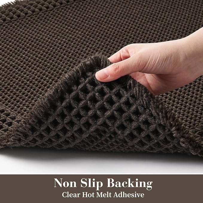 RESARE Waffle Bathroom Runner Rugs, Super Absorbent Bath Mat Non Slip Washable Quick Dry, Upgraded Ultra Soft Boho Bath Rugs with Tassels for Hallway Bedroom Laundry Room, 2'x5'(24"x60"), Chocolate