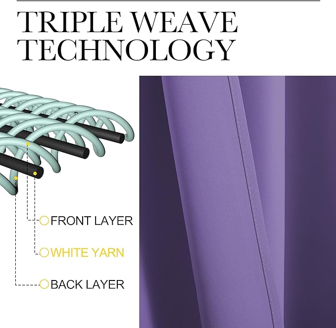 NICETOWN RV Blackout Curtains for Camper Windows, Lilac Purple, 34" x 36", Set of 2, Kitchen Curtains, Short Blackout Drapes, Thermal Insulated Rod Pocket Window Treatment Draperies for Nursery