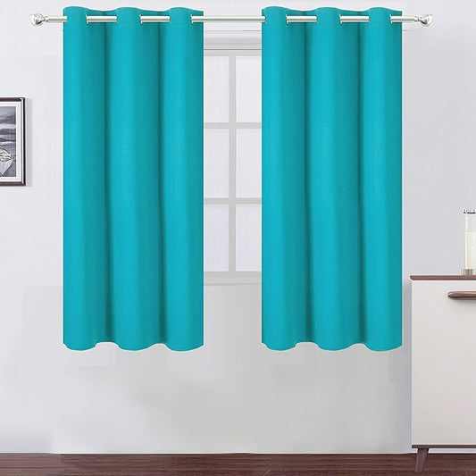 LEMOMO Teal Blackout Curtains 40 x 63 Inch Length/Set of 2 Curtain Panels/Thermal Insulated Room Darkening Blackout Curtains for Bedroom