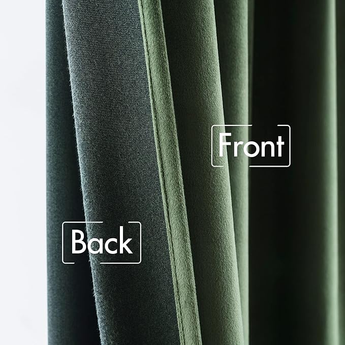MIULEE Velvet Curtains 66 Inch Wide - Extra Wide Luxury Room Darkening Curtains for Sliding Door Bedroom Living Room Thermal Insulated Window Drapes Back Tab, Olive Green, W 66 x L 84 inch 2 Panels