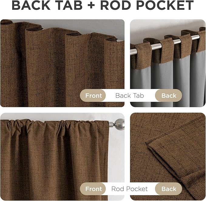 Joydeco Blackout Curtains for Bedroom - 90 Inch Long 100% Light Blocking 2 Panels Cappuccino Drapes, Thermal Insulated Room Darkening Curtains, Linen Textured for Living Room, Rod Pocket & Back Tabs