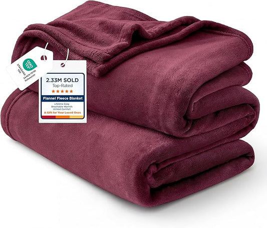 Bedsure GentleSoft Fleece Blanket Twin Size Burgundy - 300GSM Lightweight Plush Fuzzy Cozy Soft Warm Blanket for Bed, Sofa, Couch, Travel, Camping, 60x80 inches