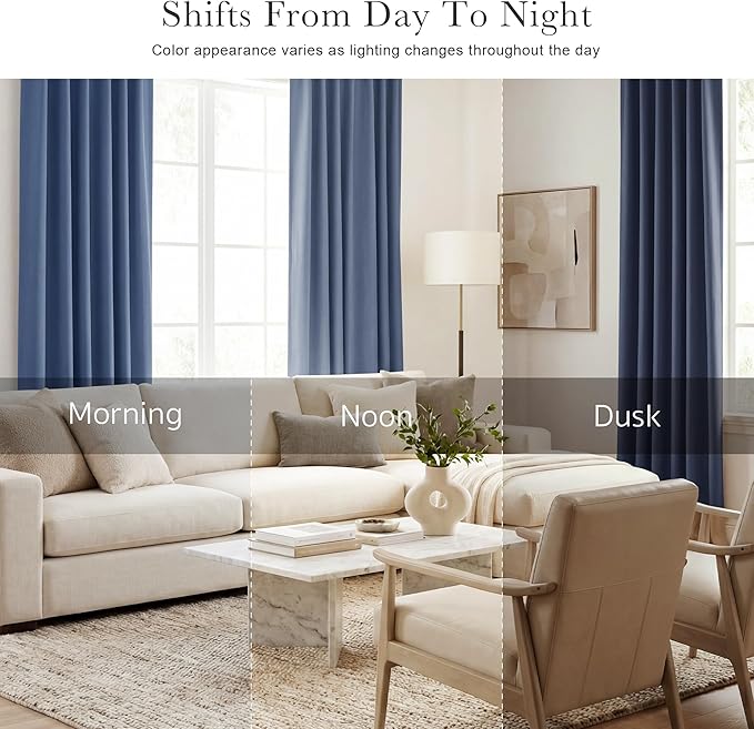 Pony Dance Blackout Curtain Panels for Kitchen, Cafe Curtains for Bathroom, Room Darkening Blackout Draperies Window Treatment Tiers, 34x30 Inch, Blue Haze, 2 Panels