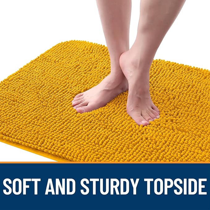 OLANLY Dog Door Mat for Muddy Paws 59x20, Absorbs Moisture and Dirt, Absorbent Non-Slip Washable Doormat, Quick Dry Chenille Mud Mat, Entry Indoor Entryway Carpet for Inside Floor, Golden Yellow
