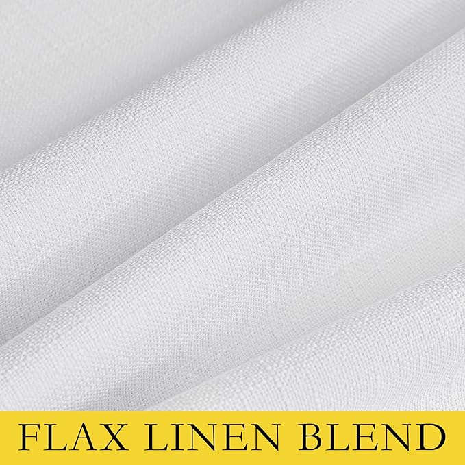 NICETOWN 100% Absolutely Blackout Linen Curtains with Thermal Insulated White Liner, White, 52 inches Wide, 120 inches Length Energy Saving Curtains for Living Room 2 Panels Set, Vertical Blinds