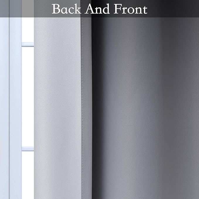 SimpleHome Ombre Room Darkening Curtains for Living Room, Light Blocking Gradient Black to Grey White Thick Thermal Insulated Grommet Window Curtains/Drapes for Bedroom, 2 Panels, 52x63 inches Length