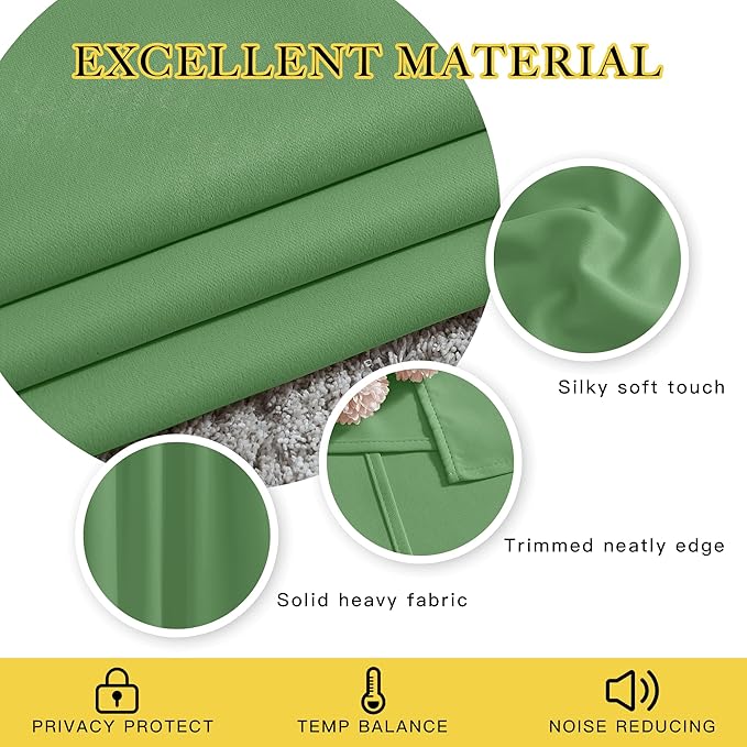NICETOWN Blackout 78 inch Curtains for Doorway 2 Panels Set, Grommet Thermal Insulated Room Darkening Door Curtains Sound Reducing for Bedroom/Home Office, Forest Green, W52 x L78