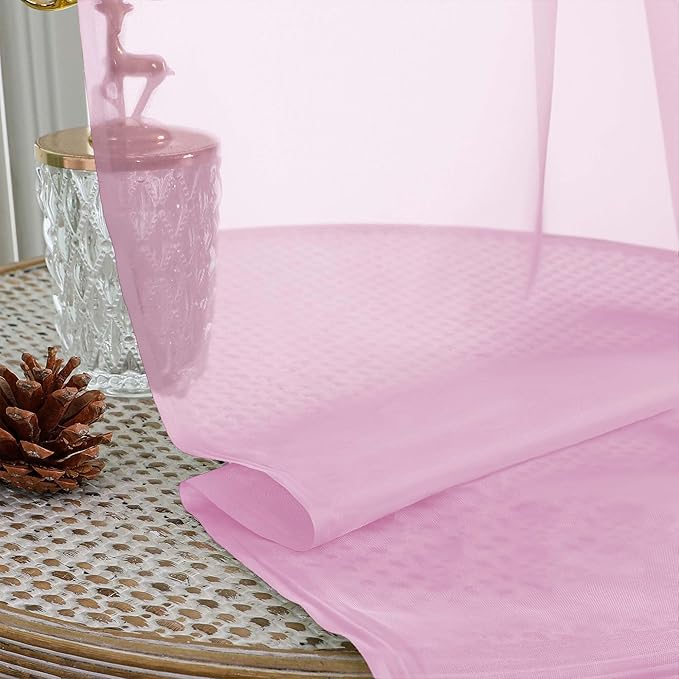 OVZME Light Pink Sheer Curtains 72 Inches Long 2 Panels Set, Light Filtering Sheer Curtains for Living Room Bedroom 59 Inch Extra Wide, Modern Voile Filmy Rod Pocket Window Drapes, 59Wx72L Inches