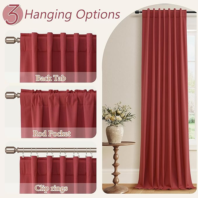 Guken 100% Blackout Linen Curtains 63 Inch Length 2 Panels Set for Living Room Bedroom Back Tab/Rod Pocket Thermal Insulated Black Out Drapes Room Darkening Farmhouse Window Curtains 52x63
