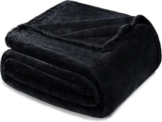 Exclusivo Mezcla Fleece Blanket King Size for Bed, Super Soft and Warm, All Season, Cozy, Plush, Lightweight, 90x104 Inches, Black