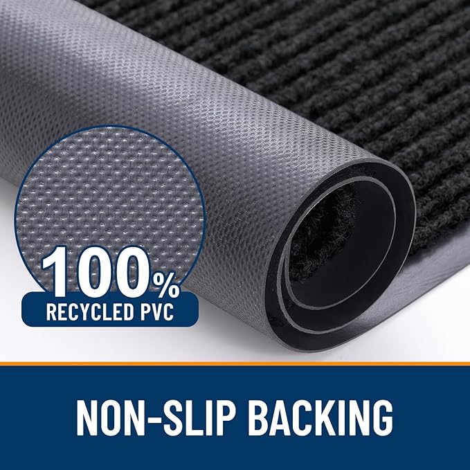 OLANLY Front Door Mat Indoor Outdoor Entrance, Waterproof Heavy Duty Doormat, Fade Resistant, Low Profile, Easy Clean Patio Porch Welcome Floor Mats for Entry, 47x17, Black
