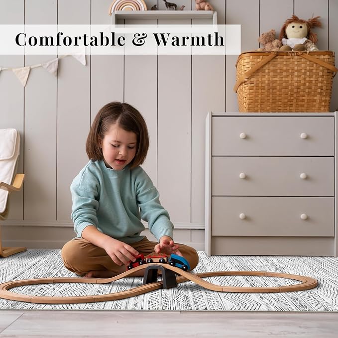 4x10 Washable Hallway Runner Rug：Moroccan Non-Slip Wide Runners for Entryway Kitchen Soft Modern Geometric Low-Pile Rugs for Living Room Thin Waterproof Carpet for Bedroom Bathroom Laundry(Grey,4x10)