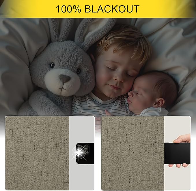 Taupe Blackout Curtains 90 Inches Long Thick Linen Patio Curtain for Sliding Glass Doors Neutral Cottagecore Home Decor Living Room Darkening Energy Saving Drape Window Coverings 52x90 Length 2 Panels