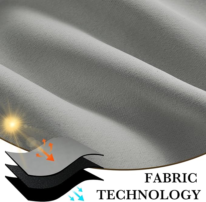 RYB HOME Bedroom Blackout Curtains 63 inches Long, 100% Blackout Thermal Insulated Noise Reducing Curtains for Living Room Nursury, 34 inches Wide by 63 inches Long, Silver Grey