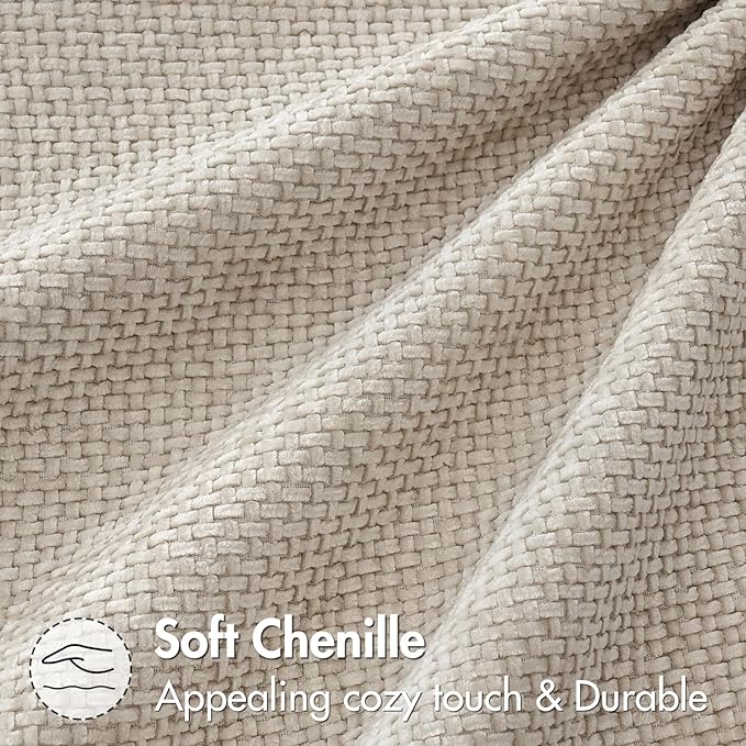 MIULEE Pack of 2 Couch Throw Pillow Covers 18x18 Inch Neutral Beige Modern Boho Accent Decorative Pillow Covers Soft Chenille Farmhouse Cushion Covers for Home Decor Bed Sofa Living Room