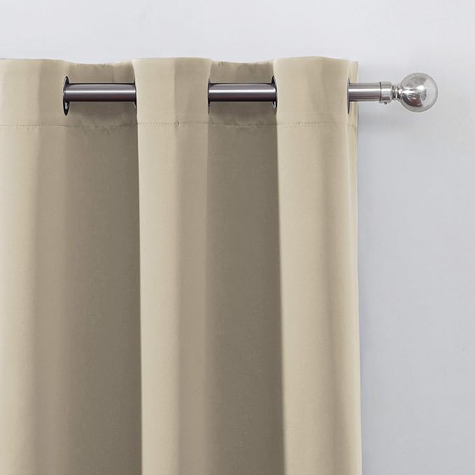 LEMOMO Beige Thermal Blackout Curtains/52 x 54 Inch/Set of 2 Panels Room Darkening Curtains for Bedroom