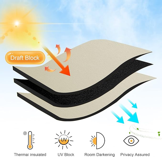 RYB HOME Cafe Curtains 30 inch Length, Short Light UV Heat Blocking Energy Saving Privacy Curtain Tiers for Basement Bathroom Kitchen Window, Width 29 by Length 30, Beige, 2 Panels