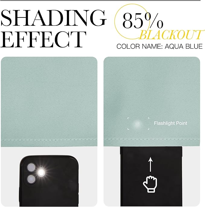 NICETOWN Blackout Curtains for Living Curtains, Aqua Blue, 2 Panels, 29 by 30, Room Darkening Window Curtain Panels, Easy-Care Solid Thermal Insulated Draperies/Drapes for Daughter Room