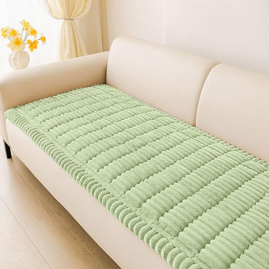 hyha Couch Covers for Dogs Washable, Non Slip Plush Dog Sofa Protectors, Fuzzy Pet Couch Covers for 3 Cushion Sofa Pet Friendly (Green, 27.6" x 88")