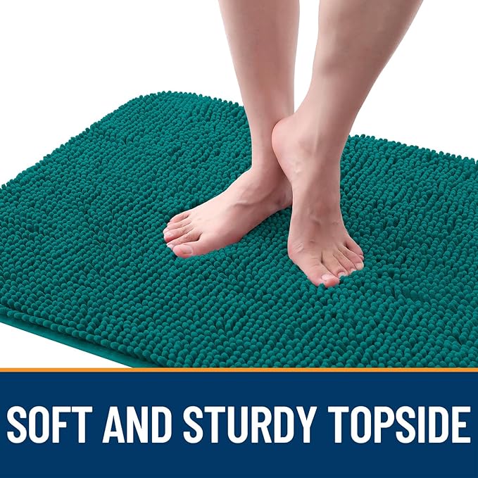 OLANLY Dog Door Mat for Muddy Paws 50x30, Absorbs Moisture and Dirt, Absorbent Non-Slip Washable Doormat, Quick Dry Chenille Mud Mat for Dogs, Entry Indoor Entryway Carpet for Inside Floor, Lake Blue