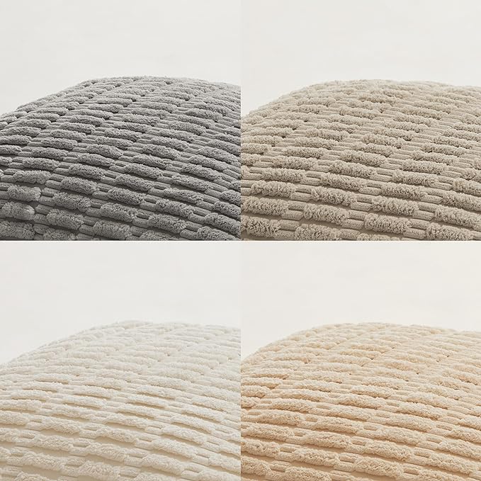 Fancy Homi 4 Packs Neutral Long Lumbar Decorative Throw Pillow Covers 14x24 Inch for Living Room Couch Bed, Boho Home Decor, Soft Striped Corduroy Rectangle Accent Grey Cushion Case 35x60 cm