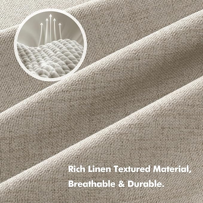 MIULEE 100% Blackout Linen Curtains for Bedroom, Stone Solid Luxury Decor Thermal Insulation Room Darkening Drapes for Living Room Nursery Back Tab Rod Pocket 42 x 96 Inches, 2 Panels