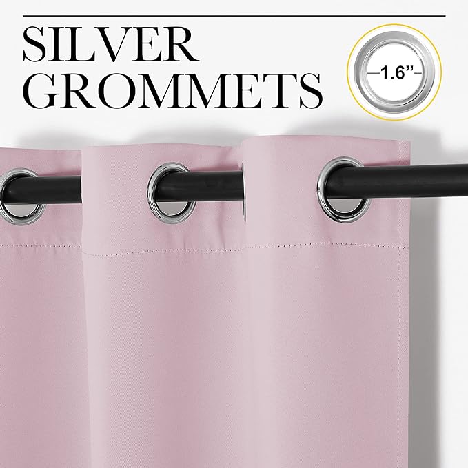 NICETOWN Room Darkening Drapes for Nursery - Light Blocking Curtain Panels for Bedroom Girl Room, Soft Fabric Window Treatment (Lavender Pink, 42 inches Width by 95 inches Length, 1 Pair)
