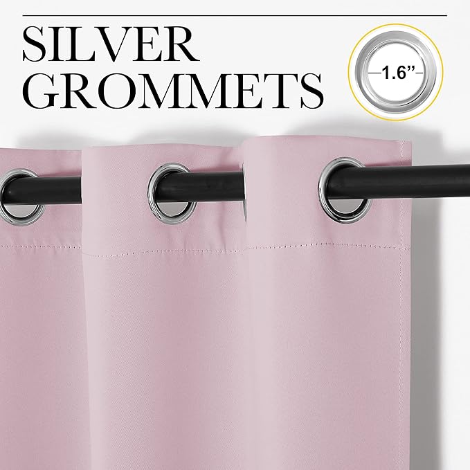 NICETOWN Baby Pink Blackout Curtains 120 inches Length for Living Room, 2 Panels, 55" Wide, Thermal Insulated Long Drapes for Large Window