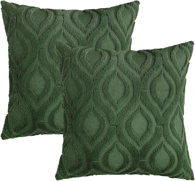 decorUhome Throw Pillow Covers 26x26 Inch Set of 2, Soft Plush Faux Wool Forest Elf Solid Couch Pillow Covers, Accent Euro Sham Farmhouse Neutral Square Pillow Cases for Sofa Bed Living Room