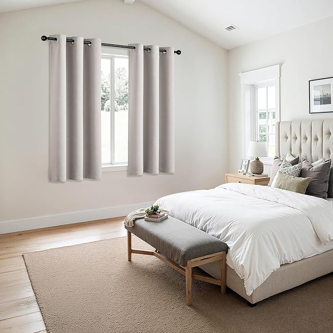 MIULEE Cobblestone Blackout Curtains for Bedroom Living Room 63 Inches Long 2 Panels, Thermal Insulated Room Darkening Drapes Solid Grommet Noise Reduction Light Blocking Window Treatments 40x63 Inch
