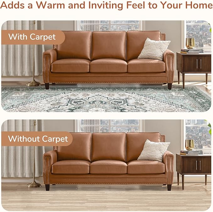 OPPODREAM Soft 8x10 Area Rugs, Washable Rugs 8x10 with Non Slip Backing, Faux Cashmere Low-Pile 8 x 10 Carpet, Green