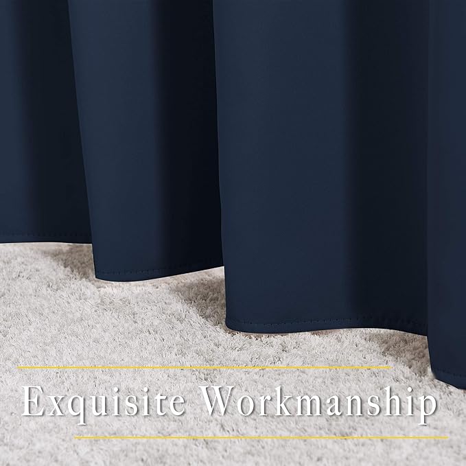 NICETOWN Window Drapes Long Curtains - (52 inches Wide x 120 inches Long, Navy, 2 Pieces) Living Room Panels Grommet Top Window Treatment for Hall & Guest Room