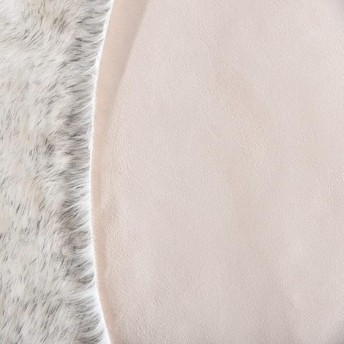 ORINOVA 5x7 Area Rug White and Gray Washable Shaggy Faux Sheepskin Fur Rug for Living Room Large Nursery Rug Teen Room Home Décor