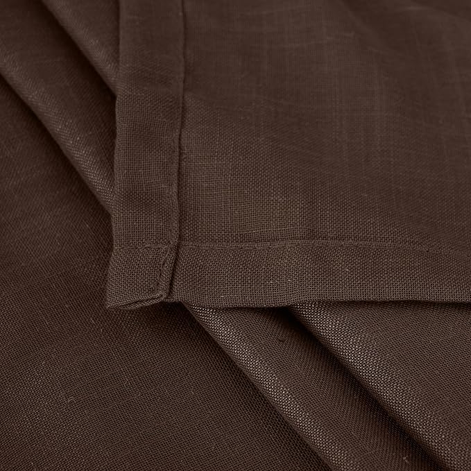 BGment Linen Curtains 40 Inch Length for Short Window, Brown Small Semi Drapes for Kitchen Cafe Over Sink Bathroom Decor Lightweight Rustic Country Textured Rod Pocket, 2 Panels Set, Each 42 Inch Wide