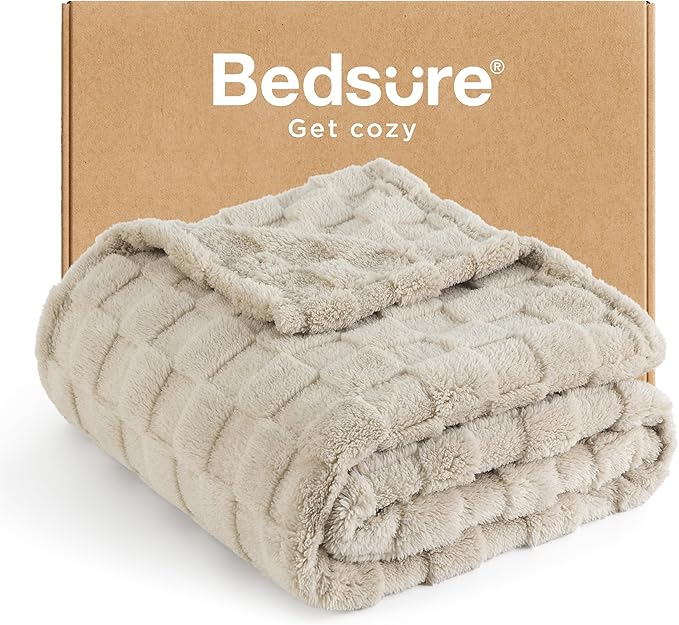 Bedsure GentleSoft Twin Blanket for Bed - Super Soft Cozy Blankets for Kids Girls, Cute Fuzzy Fleece Throws for Bedroom Couch, Neutral, 60x80 Inches