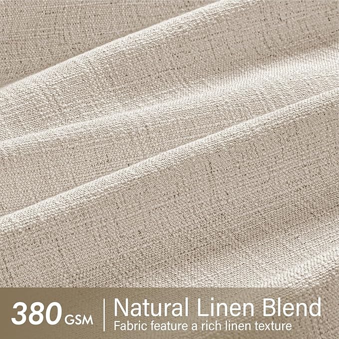 MIULEE Pinch Pleated Thick Linen Curtains 84 Inches Long 2 Panels for Living Room Bedroom, Linen Textured Memory Trained Drapes Pleat Back Tab Light Filtering Cream Ivory Window Curtains with Hooks