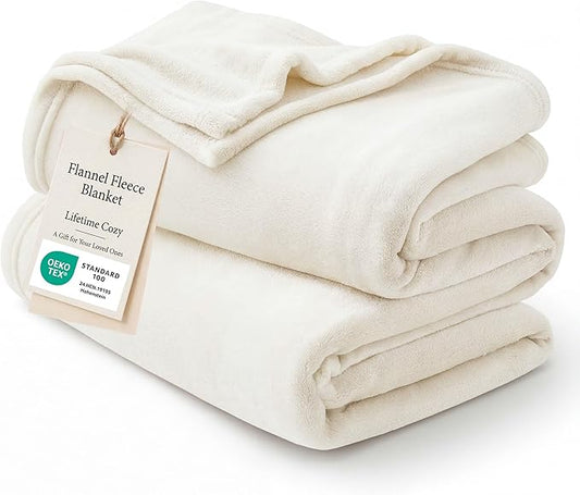 Bedsure GentleSoft Fleece Blanket California King - Lightweight Plush Fuzzy Cozy Soft Blankets for Bed, Cream, 102x96 inches