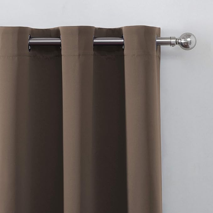 LEMOMO Chocolate Brown Thermal Blackout Curtains/52 x 108 Inch/Set of 2 Panels Room Darkening Curtains for Bedroom