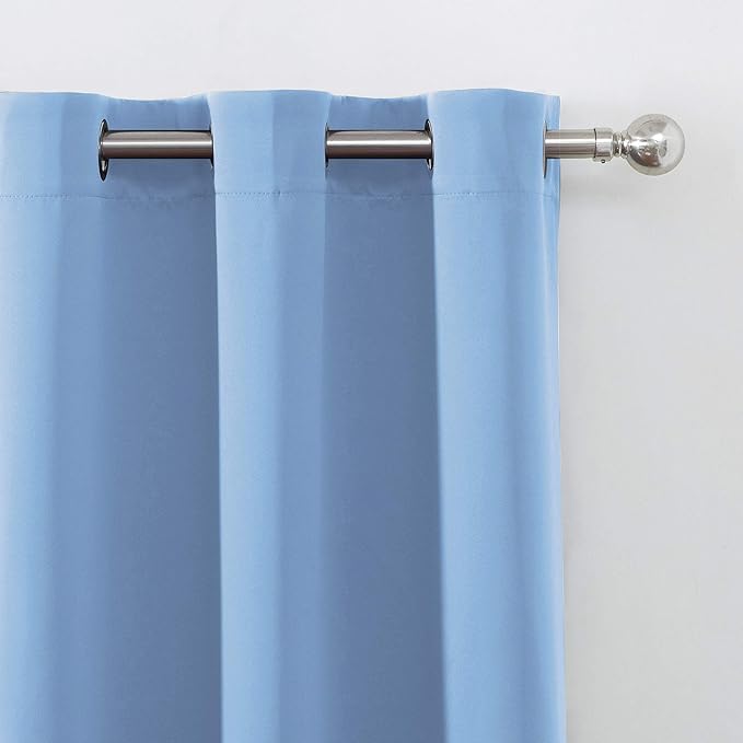 LEMOMO Sky Blue Thermal Blackout Curtains/42 x 72 Inch/Set of 2 Panels Room Darkening Curtains for Bedroom
