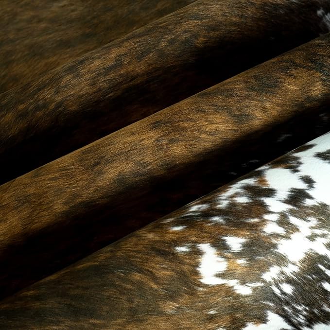 AROGAN Faux Cow Print Rug Large (6ft x 7ft) - Cow Print Area Rug with No-Slip Backing, Large Animal Skin Rugs for Living Room, Offfice, Room Decor, Saddle Brown