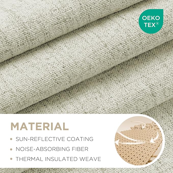 Joydeco Linen Blackout Curtains for Bedroom - 100% Light Blocking 1 Panels, Light Beige Drapes 100" W x 90" L, Thermal Insulated Room Darkening Curtains for Living Room, Rod Pocket & Back Tabs