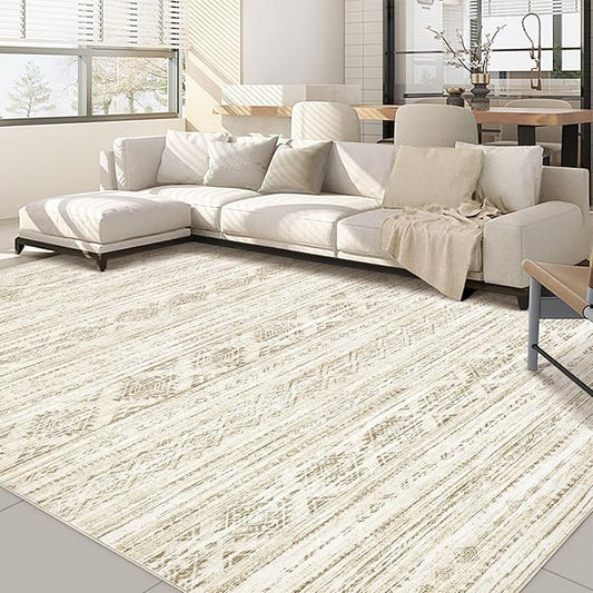 Nakagishi 5x7 Area Rugs Living Room: Washable Boho Large Neutral Modern Soft Farmhouse Beige Rug Stain Resistant Indoor Floor Non-Slip Carpet for Women Home Enthusiasts Aged 25-45 - Bedroom Room Decor