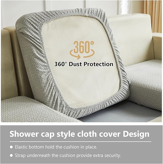 Couch Cushion Covers for Sofa Couch Covers Wear-Resistant Universal Sofa Cover Washable Stretch for Sectional Slipcovers (Texture-Light Gray,Large Single Seat Cover)