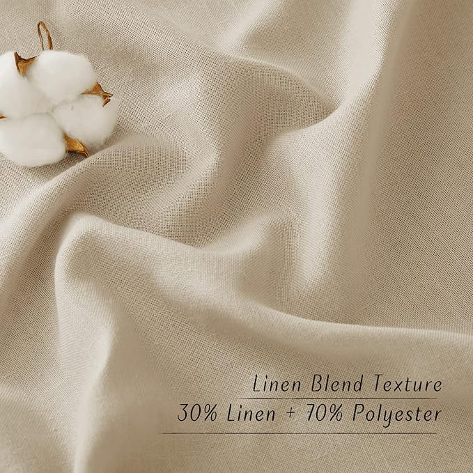 NICETOWN Angora Thick Linen Curtains 72" Length, Grommet Privacy Window Treatments Linen Weave with Light Penetration Vertical Drapes for Farmhouse/Home Office, W42 x L72, 2 Panels