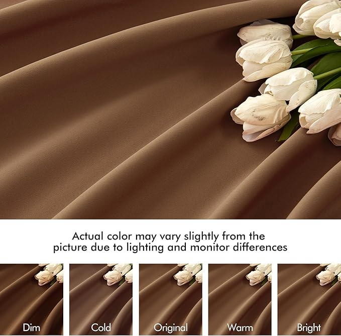 MIULEE Back Tab Blackout Curtains 102 Inch Long 2 Panels Set for Living Room Bedroom, Rod Pocket/Pinch Pleated Thermal Insulated Room Darkening Light Blocking Floor to Ceiling Drapes, Cappuccino Brown