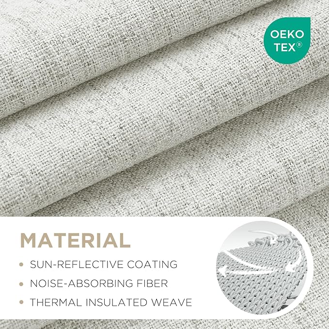 Joydeco Blackout Curtains for Bedroom - 100% Light Blocking 2 Panels Set White Drapes 42" W x 108" L, Thermal Insulated Room Darkening Curtains, Linen Textured for Living Room, Rod Pocket & Back Tabs