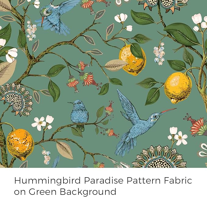 Topfinel Floral Two Pages Curtains 84 Inches Long Drapes,Vintage French Country Grommet Botanical Hummingbird Woodland Jungle Victorian Patterned Sage Green Lemon Drapes for Bedroom Dining Living Room