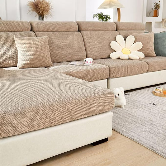 Sofa Covers Couch Covers for Sofa Pet Friendly Couch Cushion Covers Universal Sofa Covers Washable Stretch Slipcovers for Sectional Sofa (Texture Light Coffee,Large Single Seat Cover)