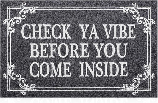 Front Door Indoor Outdoor Entrance Doormat Grey Rubber Welcome Door Mat Come Inside This House Doormat Anti Slip Easy to Clean Corridor Patio Entry Mat 28" x 18"