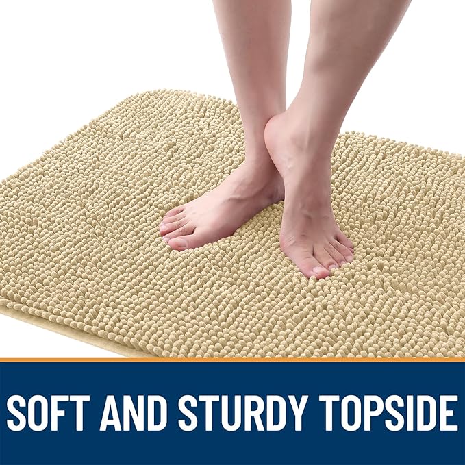 OLANLY Dog Door Mat for Muddy Paws 59x24, Absorbs Moisture and Dirt, Absorbent Non-Slip Washable Doormat, Quick Dry Chenille Mud Mat for Dogs, Entry Indoor Entryway Carpet for Inside Floor, Sand